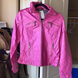 Pink faux leather jacket